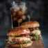 Homemade,juicy,burgers,with,beef,,cheese,and,caramelized,onions.,street