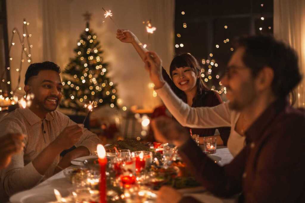 Holidays,and,celebration,concept, ,multiethnic,group,of,happy,friends